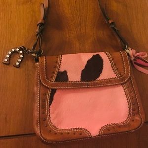 Facondini Pink Leather & Cowhide Crossbody Purse